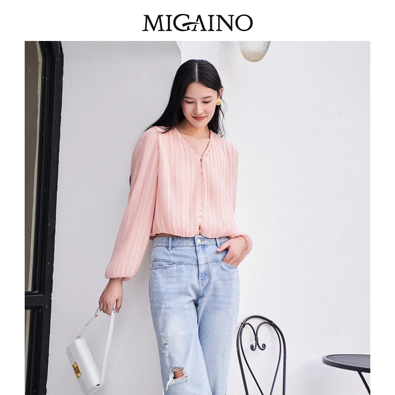 曼娅奴压褶设计感上衣MN12AA034