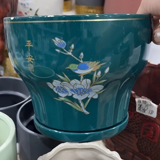 多肉绿植陶瓷花盆9.9包邮，有孔