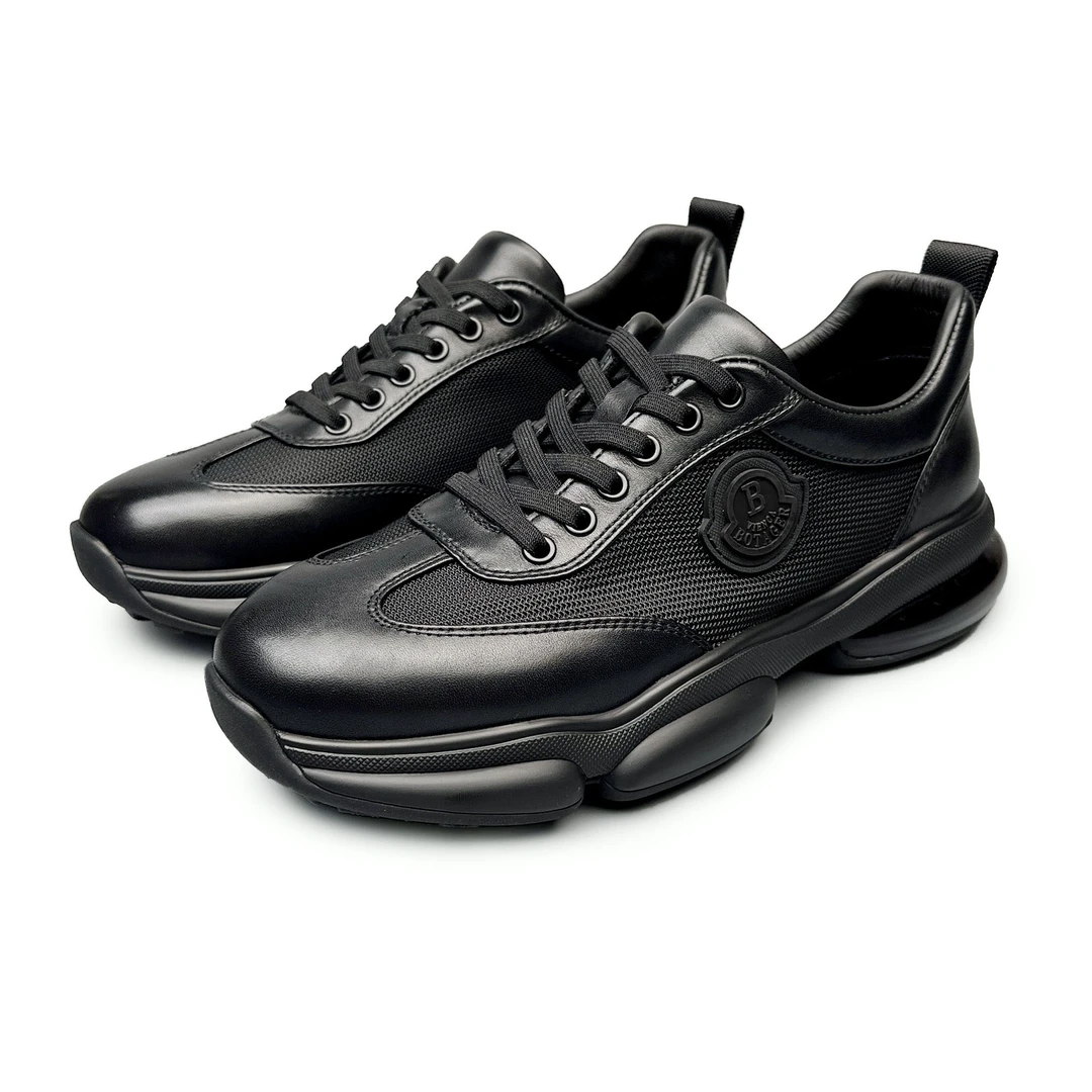 BIEUBRAYR【网鞋黑标】冰丝透气网气垫底时尚百搭休闲运动黑色男鞋