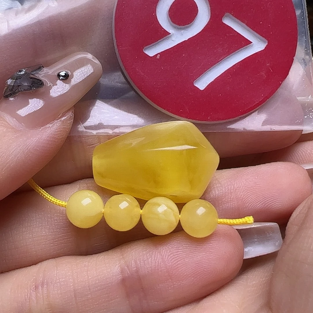 蜜蜡未镶嵌珠宝奇石泡*12.8mm6mm圆珠