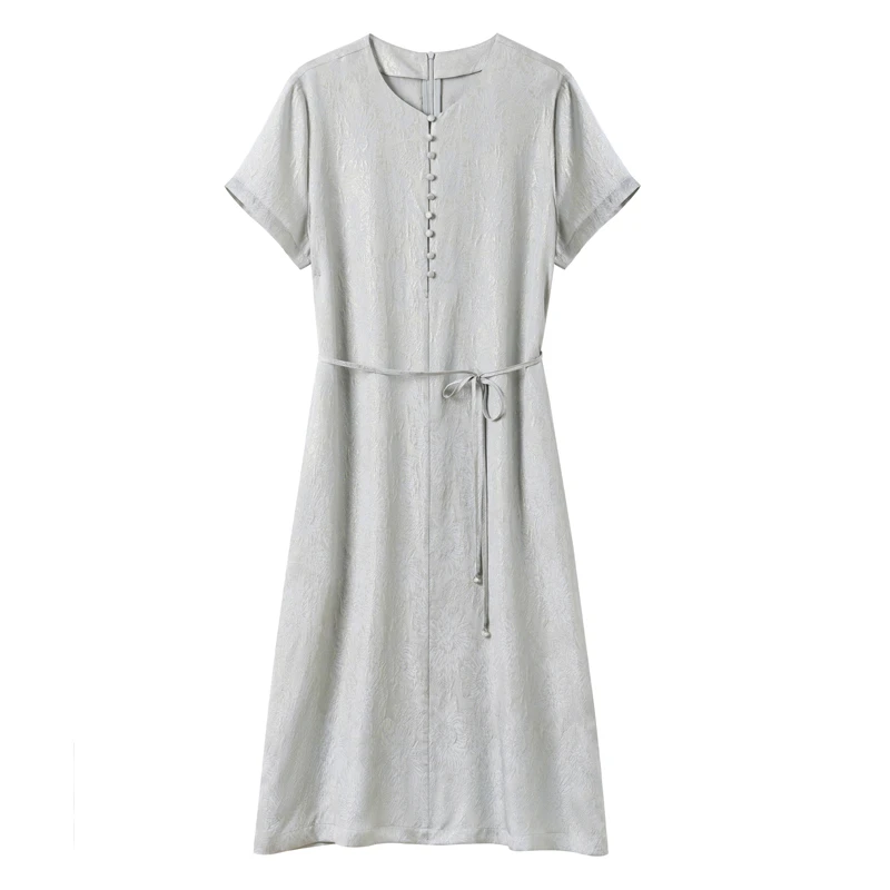 【阿咪】重磅金丝冠乐绉桑蚕丝连衣裙D900A901