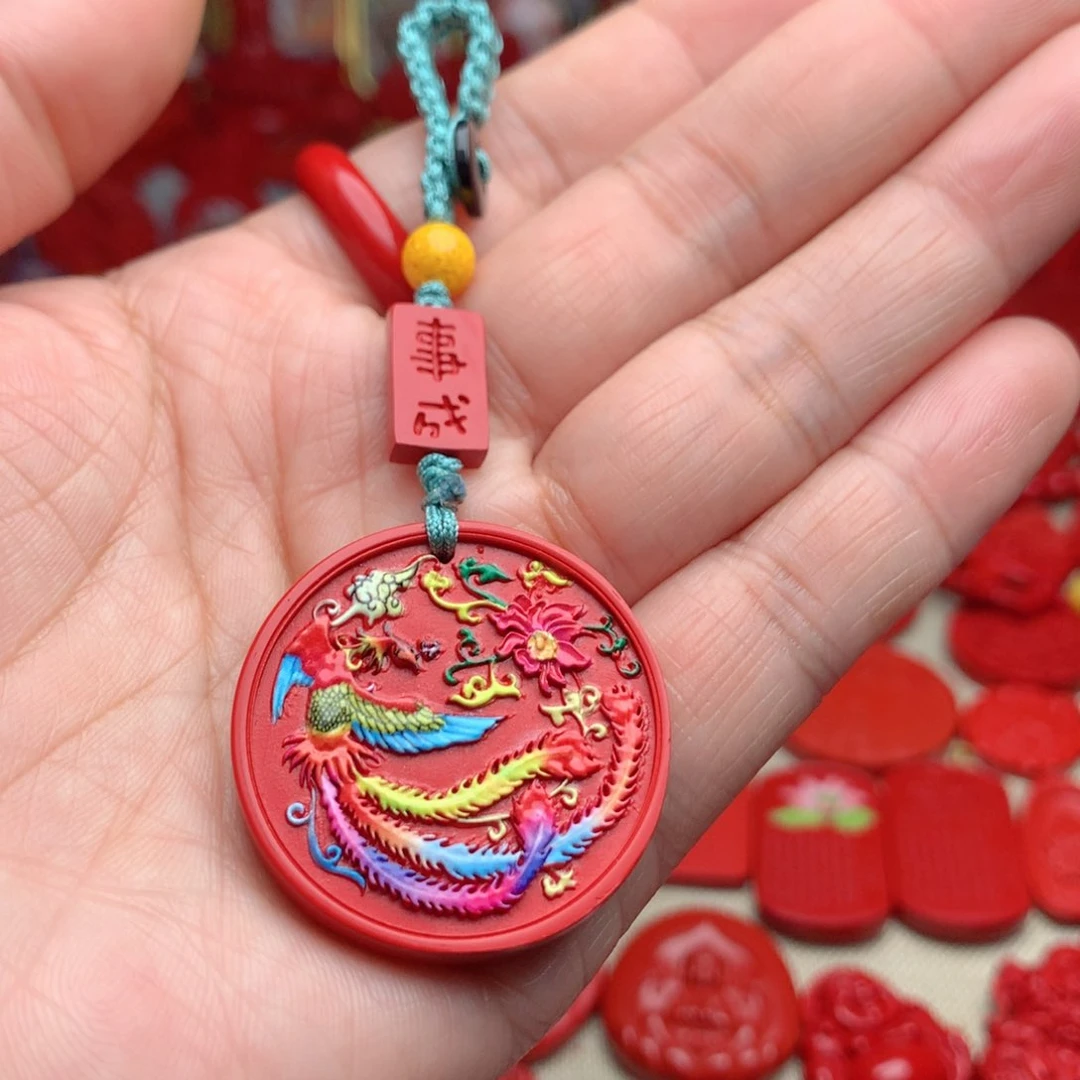 天然辰砂工艺品朱砂钥匙扣