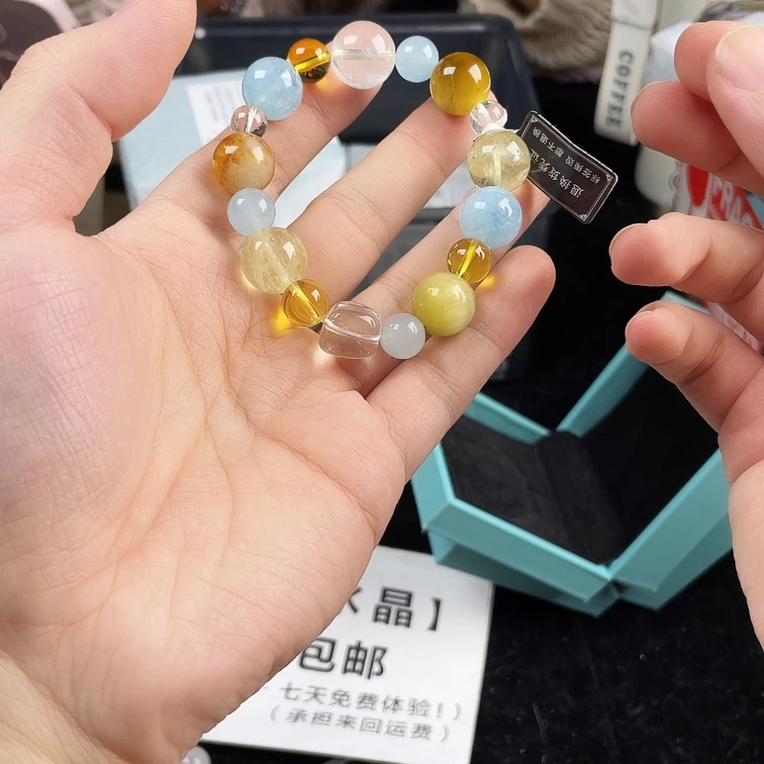 银S925镀金镶嵌手串水晶