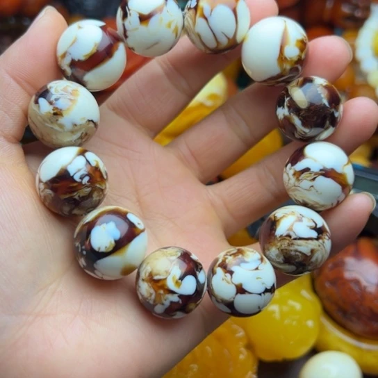 琥珀（花珀）手串未镶嵌蜜蜡