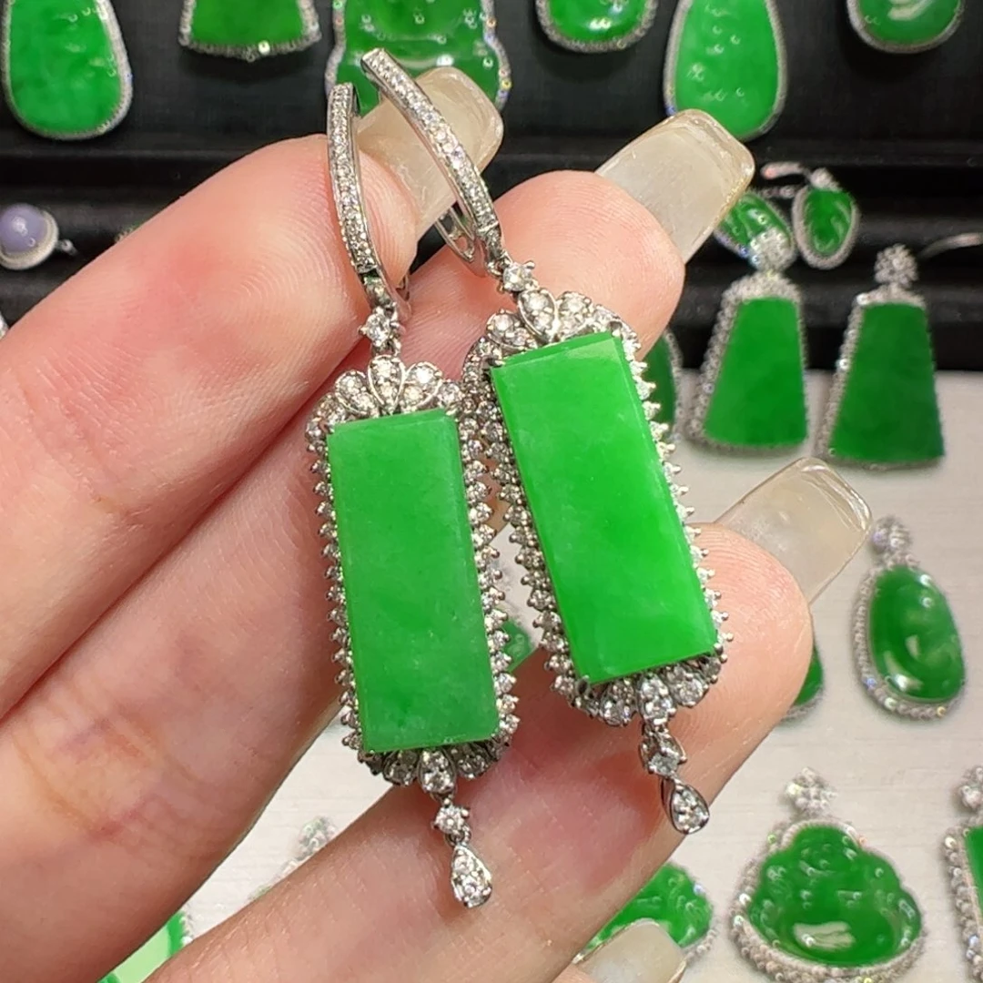 翡翠18K金镶嵌吊坠(不含链)耳饰