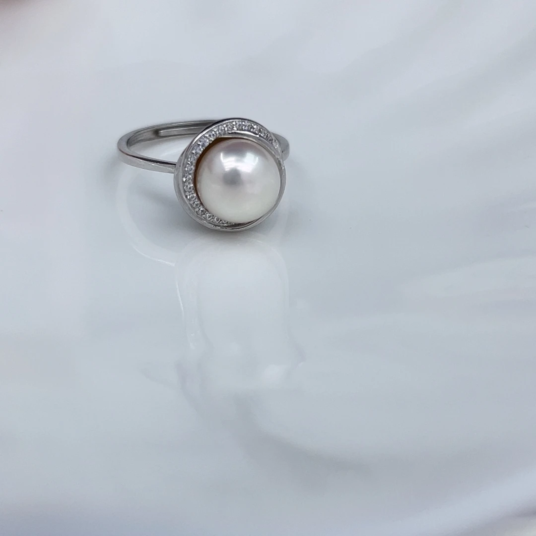 海水珍珠戒指银S925镶嵌