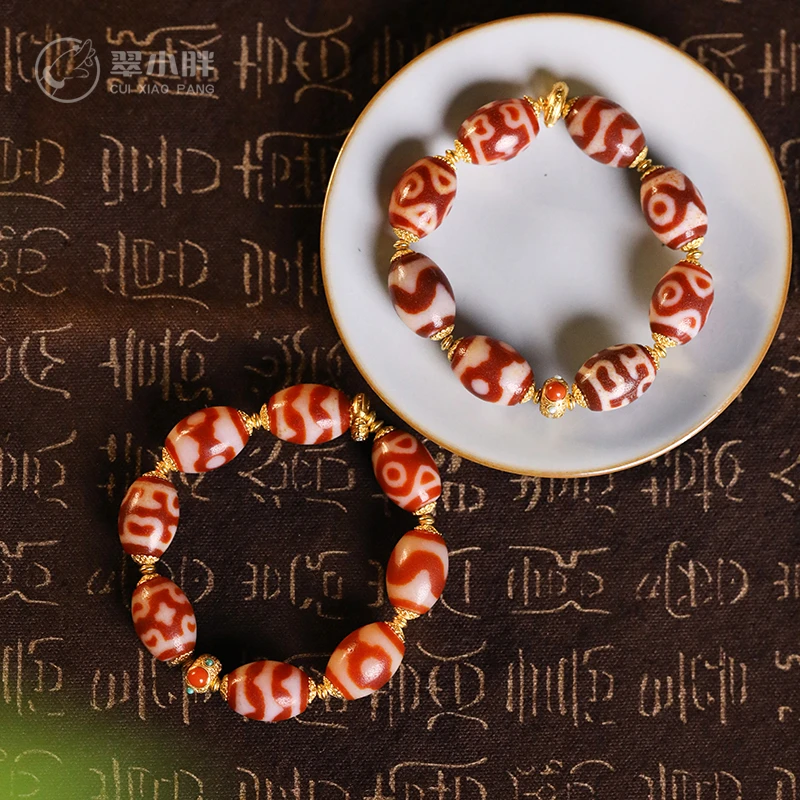 翠小胖珠宝 全条红肉风生水起六眼玛瑙手串CTZA414 多样性发1