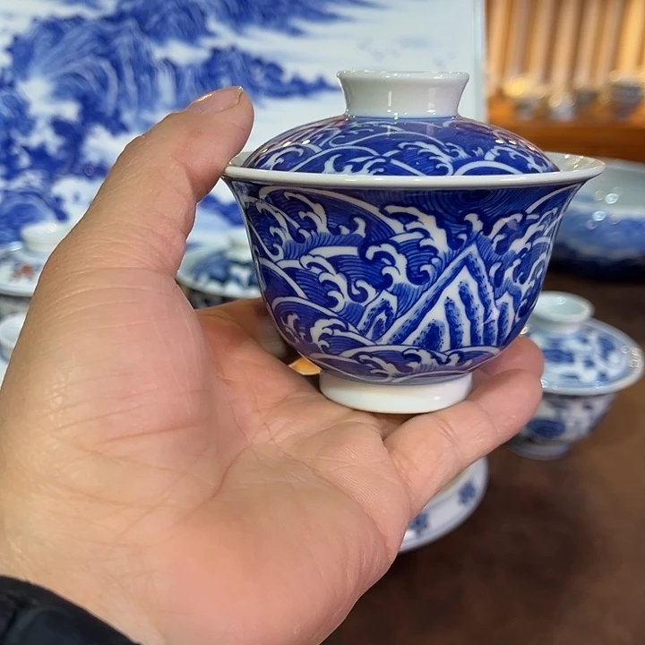 錡镇堂手工手绘盖碗