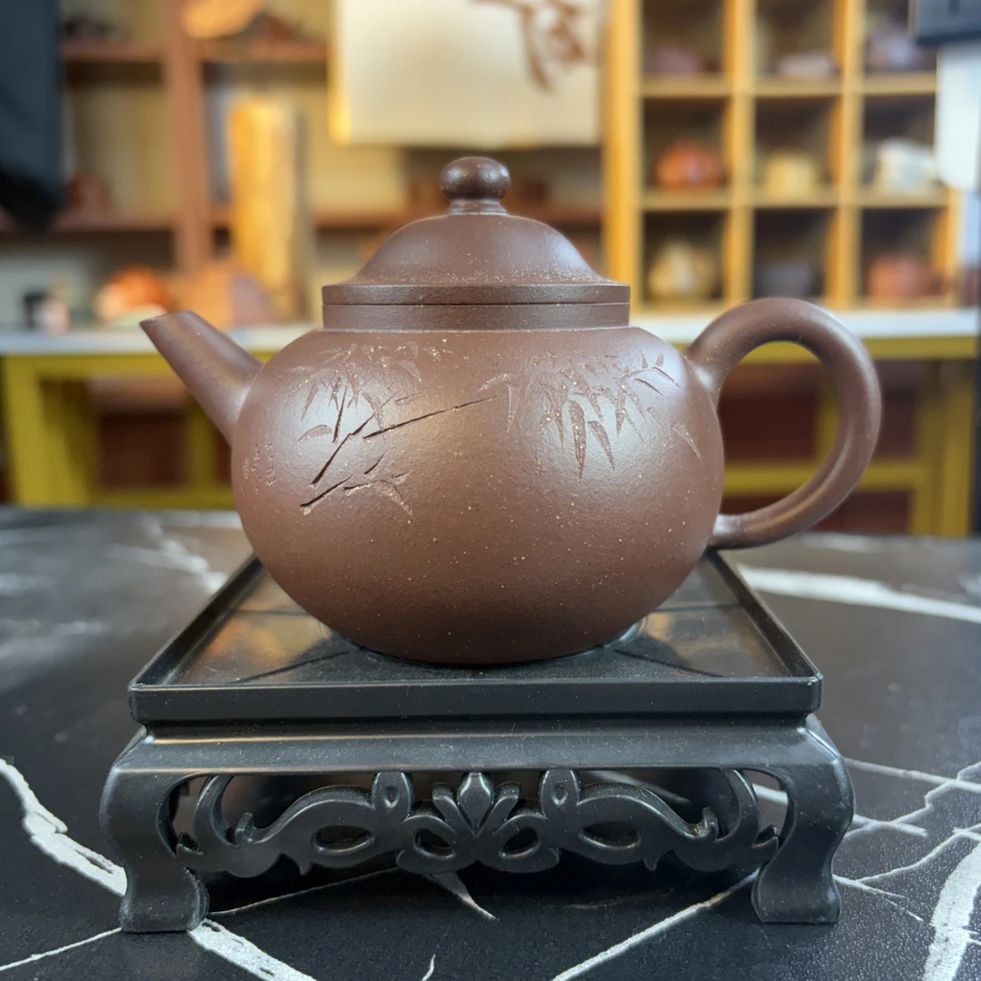 於饶大师原创紫玉金砂180cc水平壶