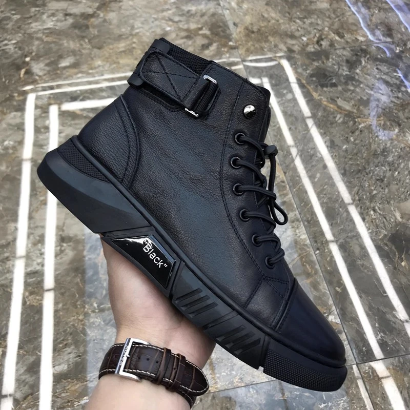 ICCLEK马丁靴男英伦风高帮皮鞋中帮男鞋软皮冬季靴子男士皮靴潮