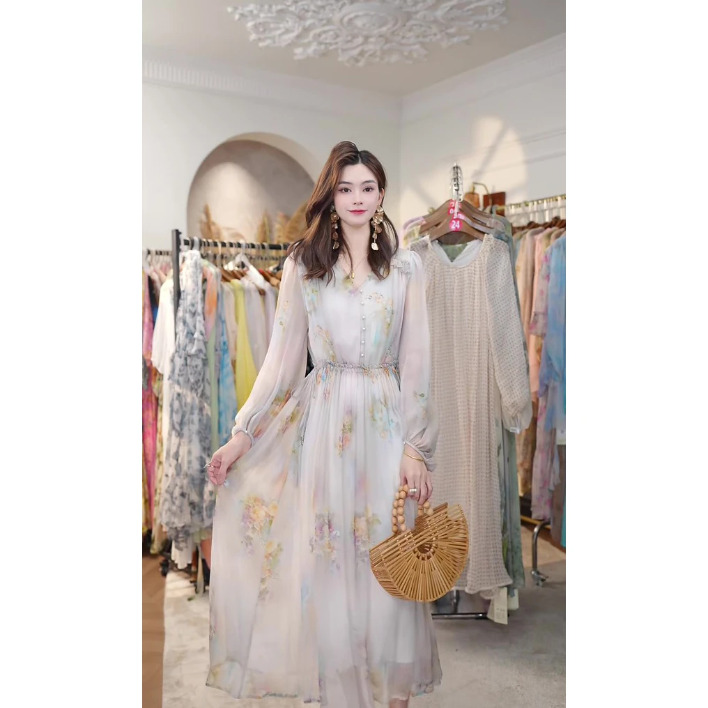 【2025文文杏云谣】重磅100桑蚕丝连衣裙纯欲真丝连衣裙100%桑蚕丝