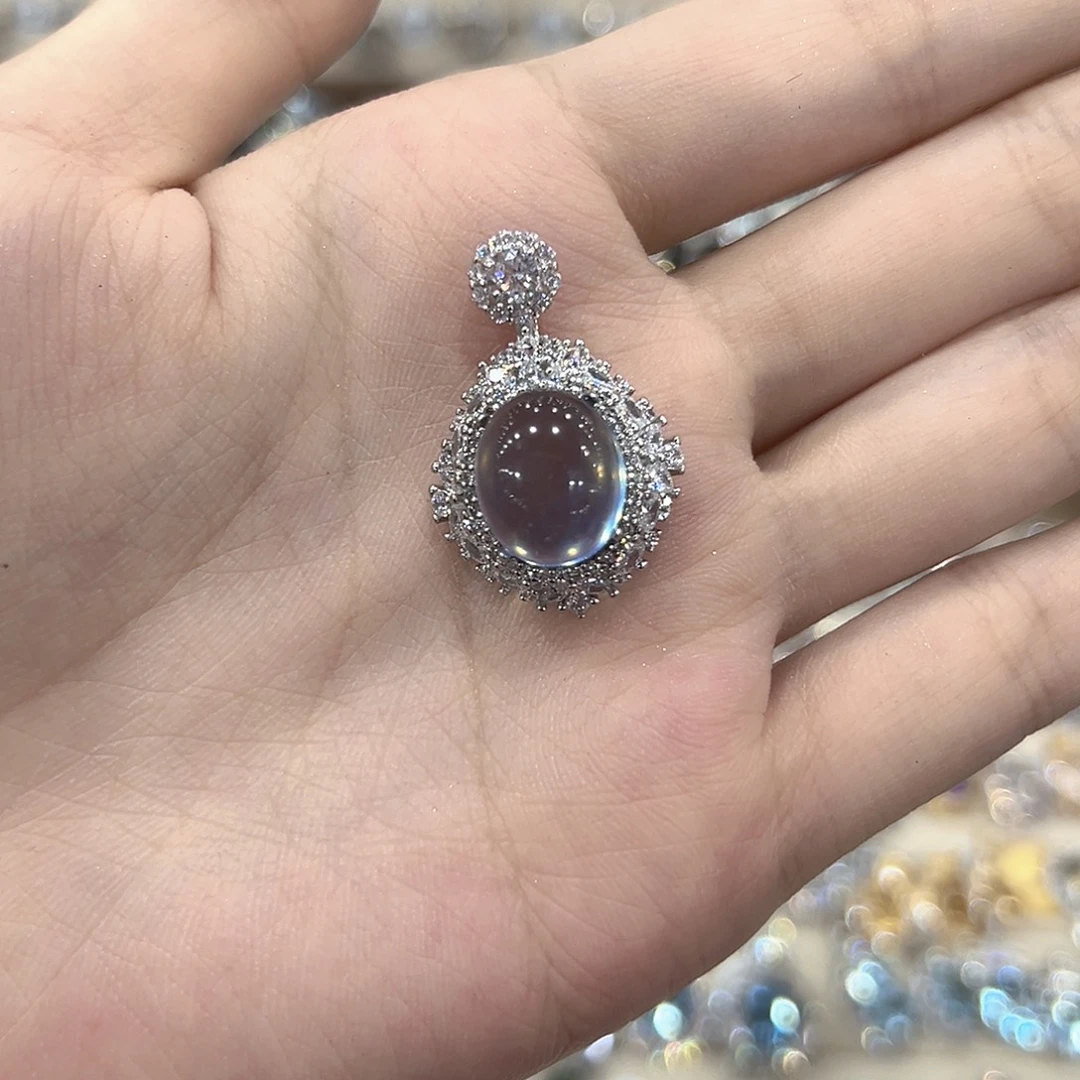 海蓝宝石颈饰银S925镶嵌