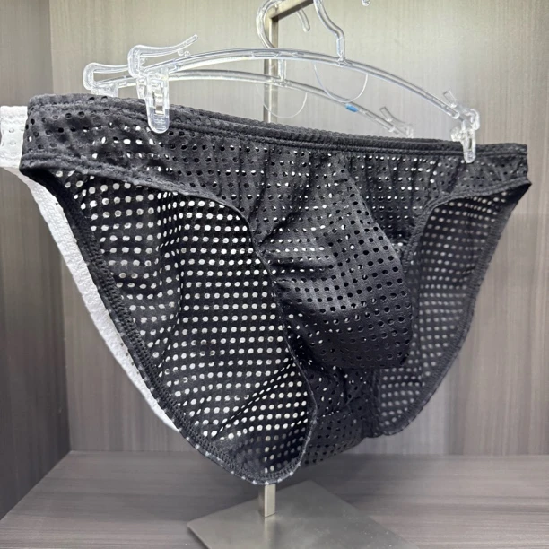 冰丝网眼高端激凸性感大囊袋男士低腰三角内裤运动透气舒适男人内