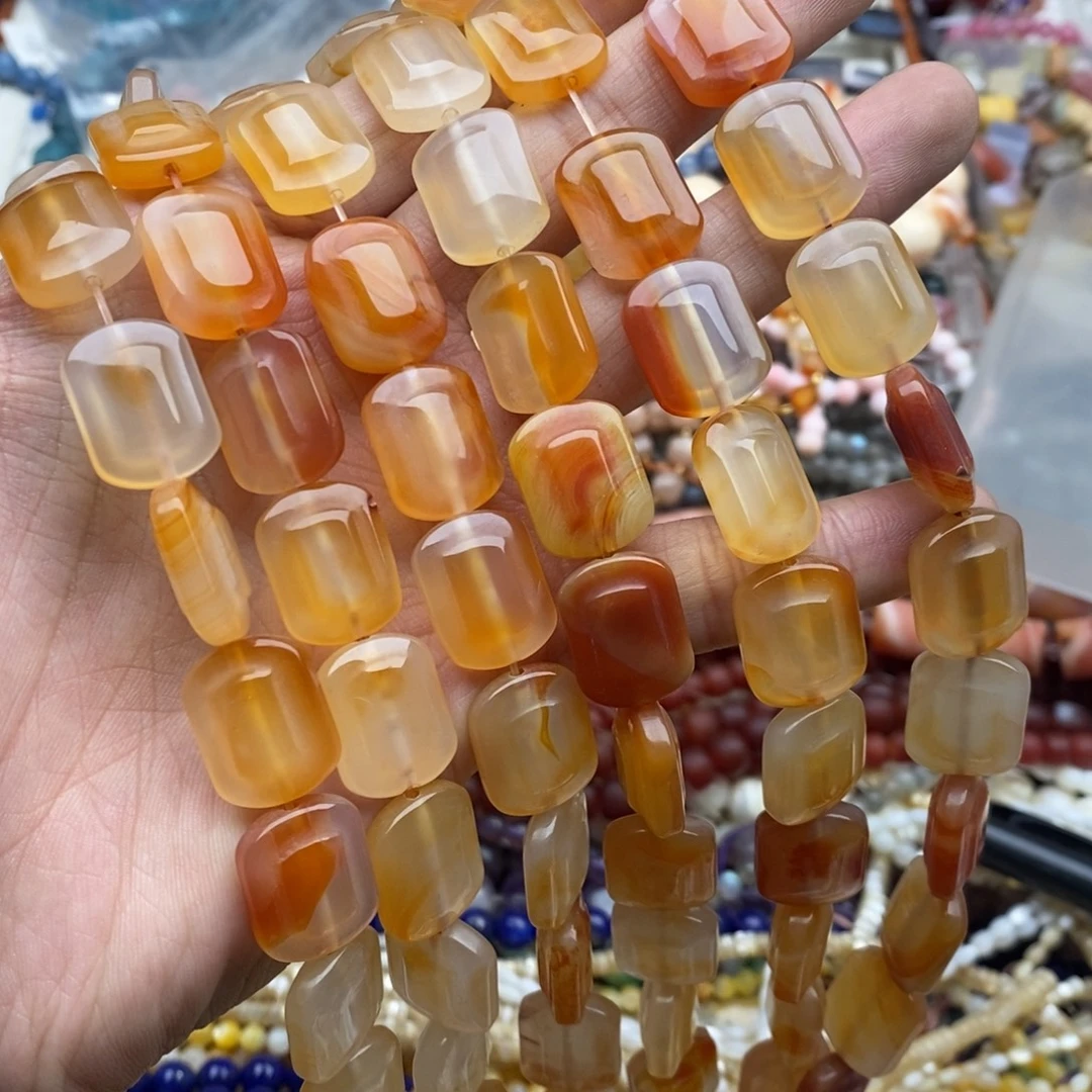 玛瑙/玉髓未镶嵌珠宝半成品一条天然14×18橘红玛瑙无事牌