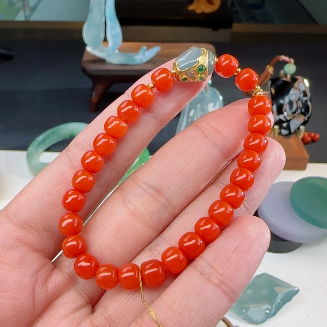 【闪购商品】翡翠手串18K金镶嵌堯