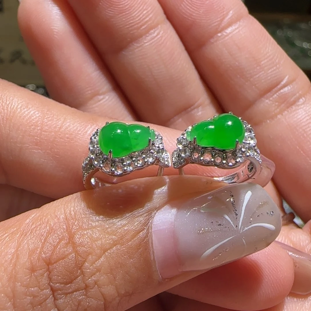 【闪购商品】翡翠耳饰18K金镶嵌缅甸