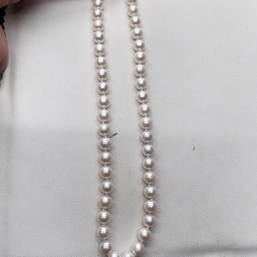 淡水珍珠项链银S925镶嵌7-8正圆款