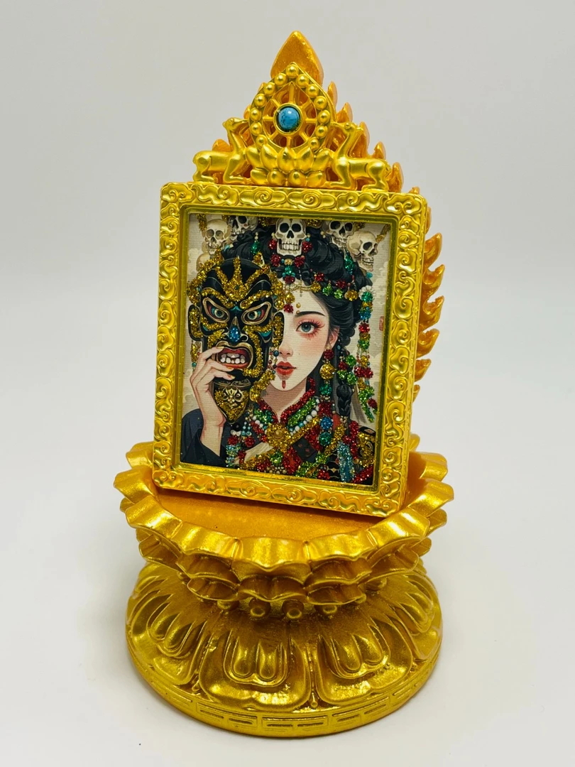 【安迪专属】彩金唐卡 扎基拉姆小九唐卡项链 礼盒装合金布艺吊坠