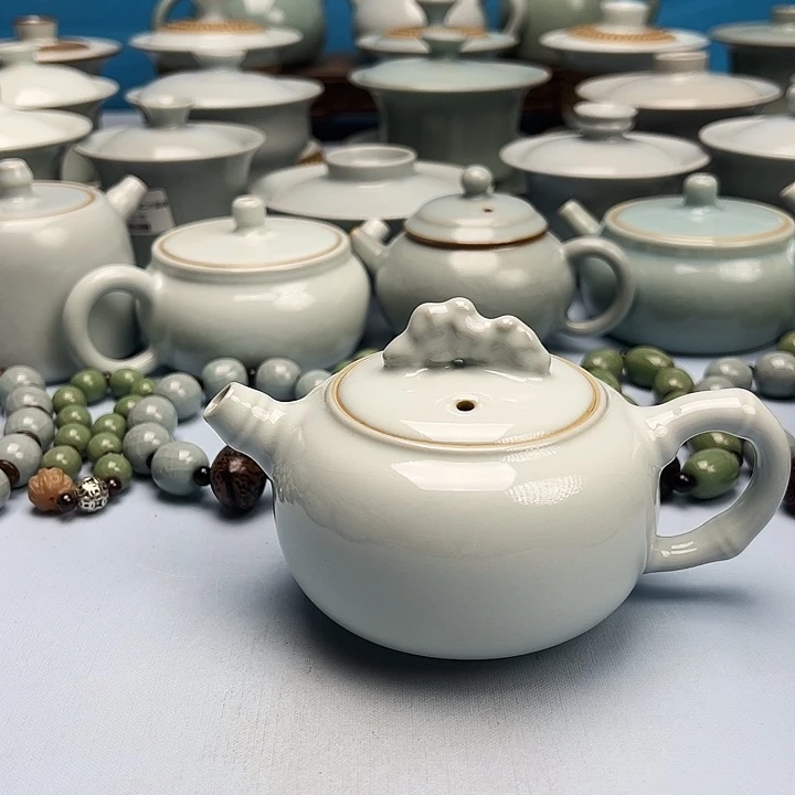 杯月白釉竹节西施壶原矿原釉原产地