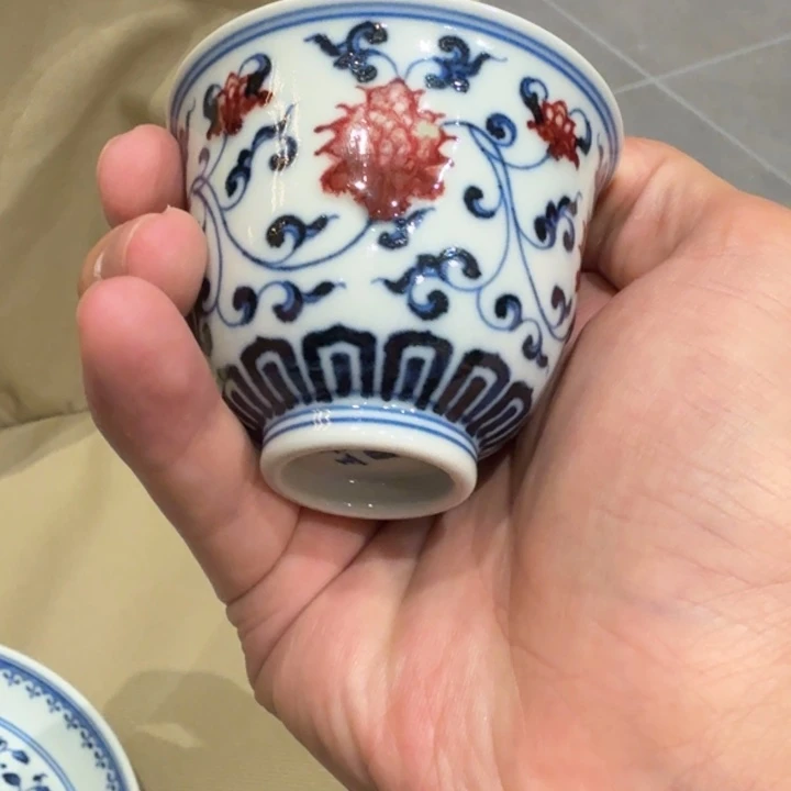 槿***生瓷片原矿釉里红铃铛杯