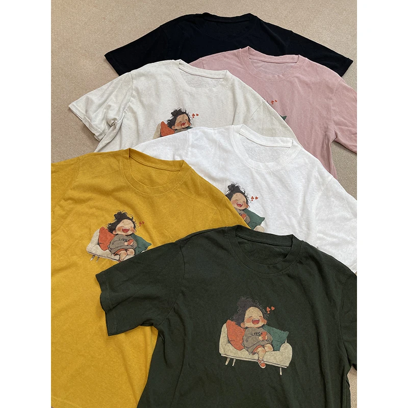 DaoZi/丹丹 新款娃娃麻T恤麻衫上衣 22025