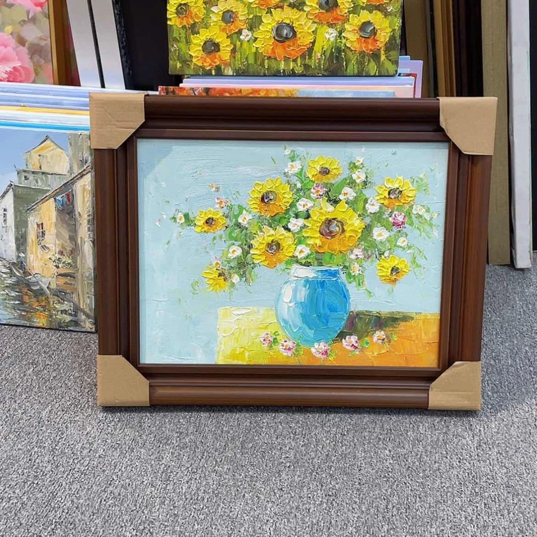 【闪购商品】油画印象派向日葵手绘油画含框40×50