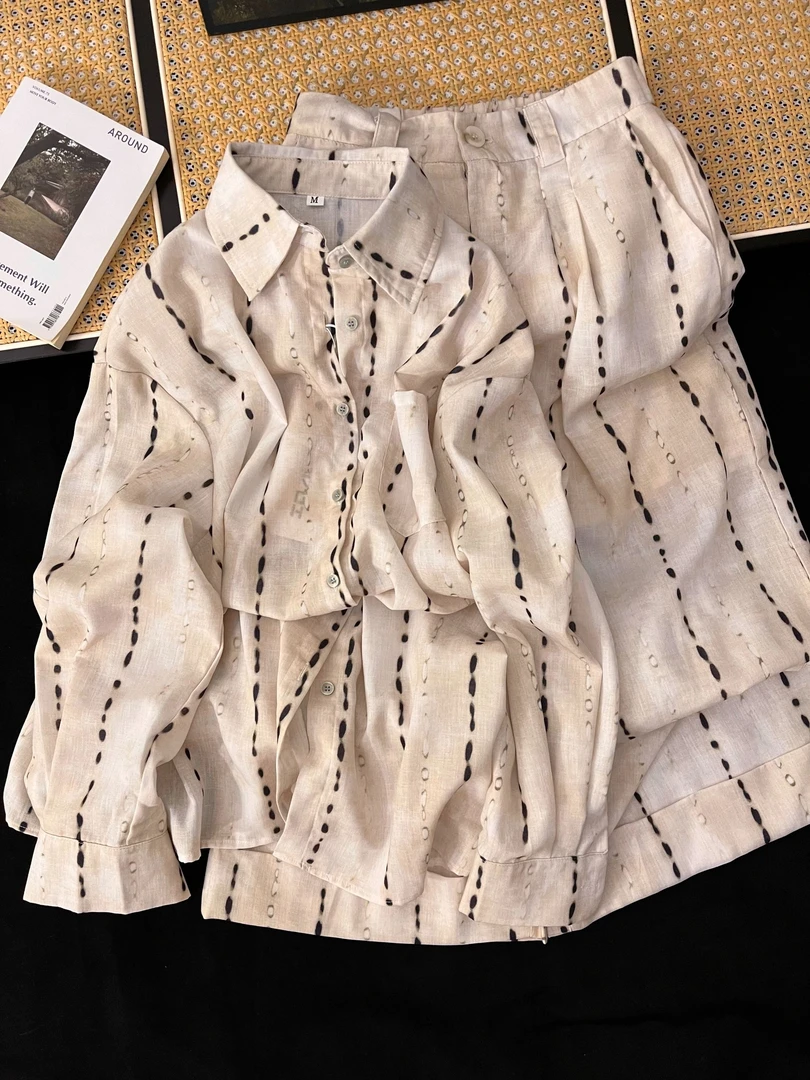 【DMXJ大梦想家】韩版可爱甜美线条印花休闲睡衣女春夏舒适居家套装