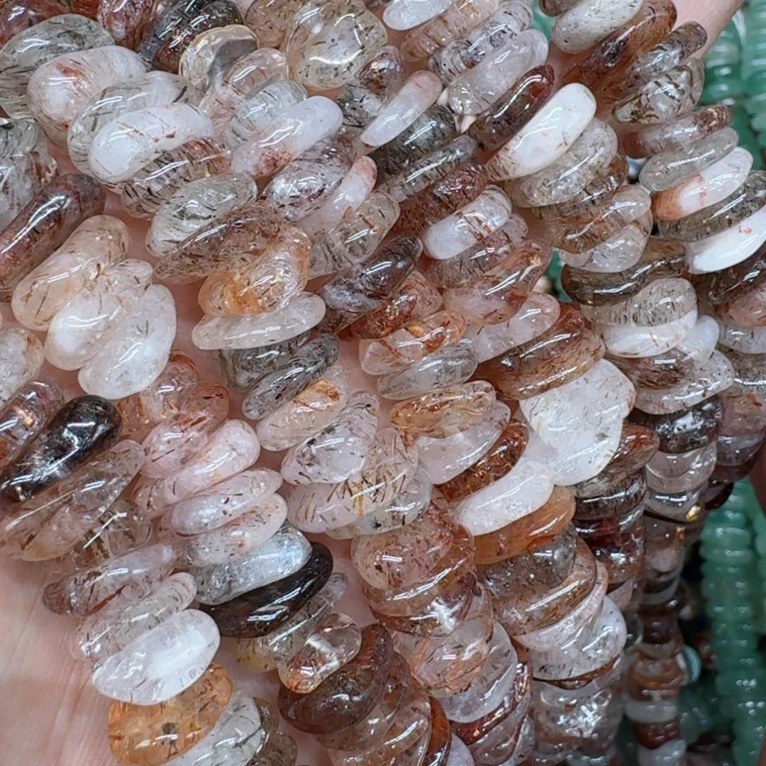 玛瑙/玉髓合金珠宝半成品黑金超七随型隔片一条