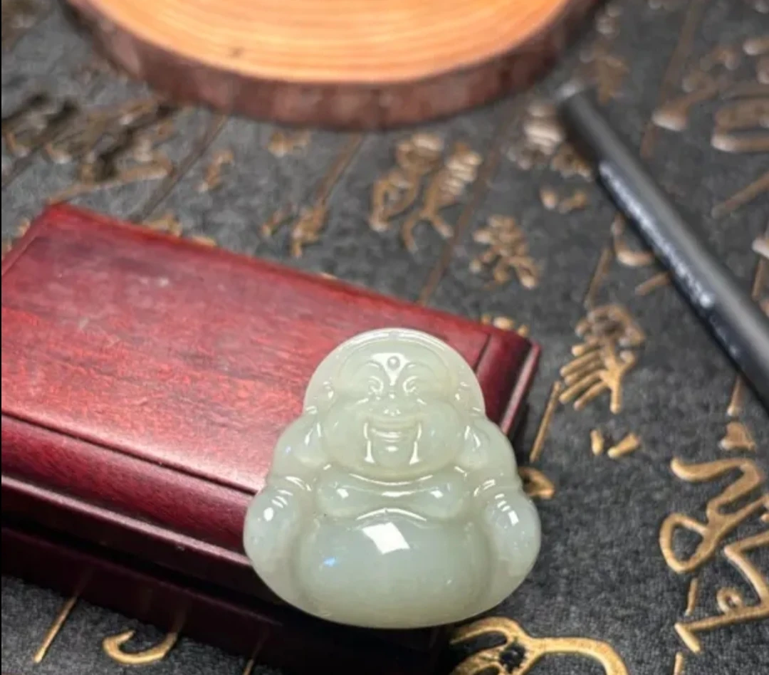 弥勒佛公手工雕刻玉佛玉佩35弥勒佛佛公长35厚10