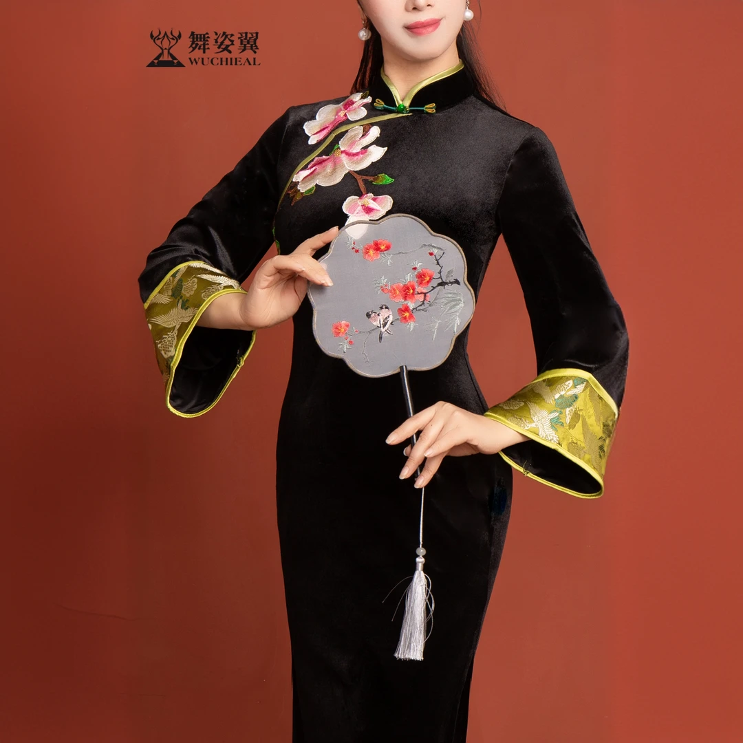 舞姿翼2024新款古典训练服走秀练功服旗袍旗袍冬款旗袍女款秋冬