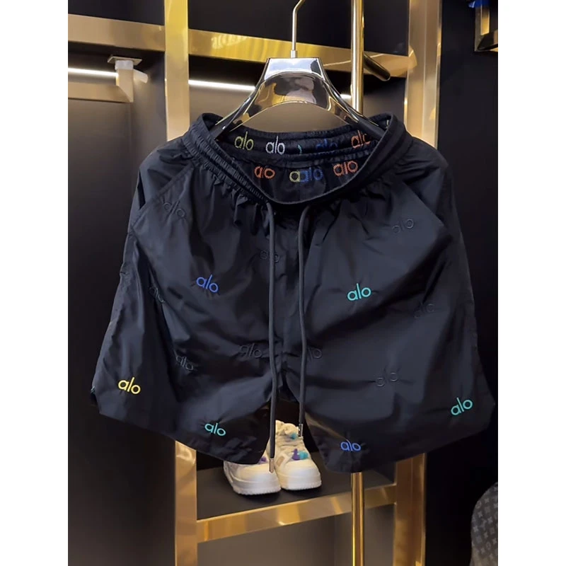 欧洲站轻奢男装裤子2025夏季新款设计感字母刺绣黑色百搭显瘦短裤