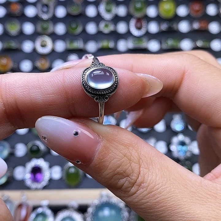 岫玉戒指银S925镶嵌嘿****天