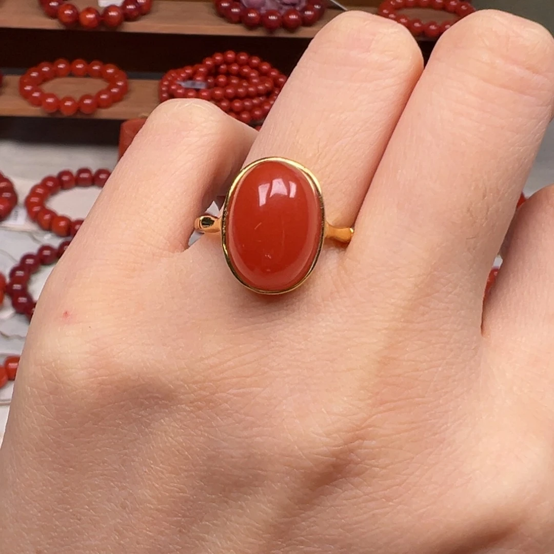 未镶嵌戒指南红玛瑙保山冷水河14mm活口戒指 可调节大小