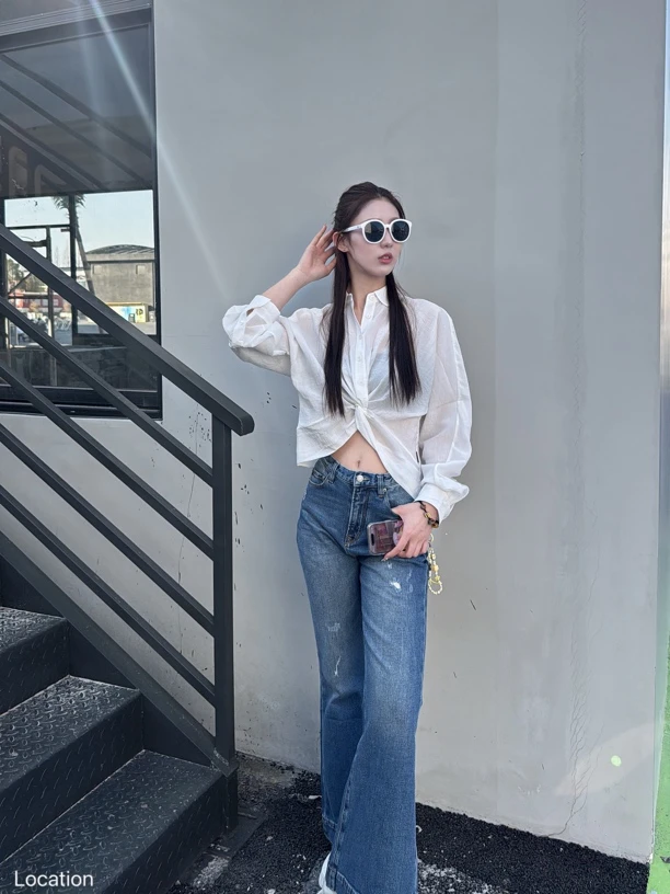 WIWH上衣｜『鑫鑫专属』简约设计感扭结翻领衫收腰显瘦衬衫1E521