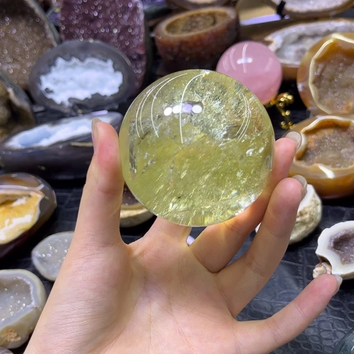 未镶嵌发饰水晶爆彩黄晶球