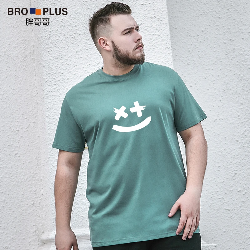 胖哥哥夏季新款户外运动大码宽松男士棉短袖t恤圆领正肩加肥加大