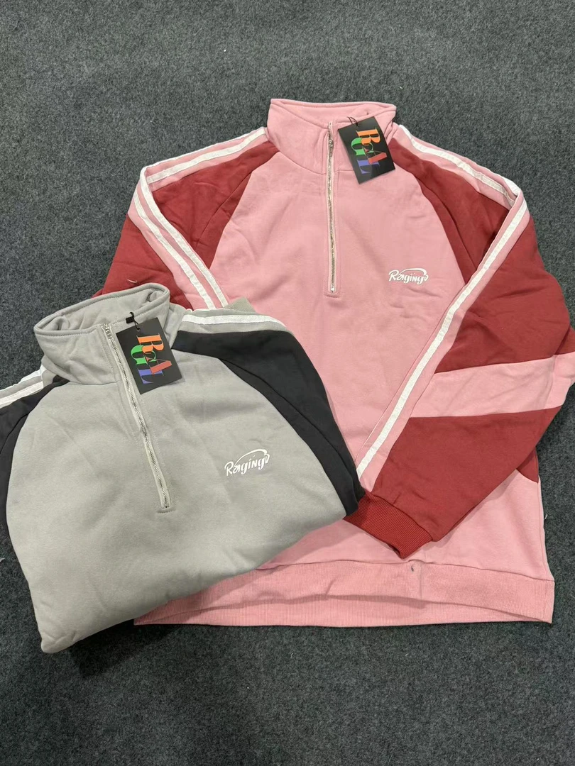 Raging条纹半拉链加厚运动卫衣