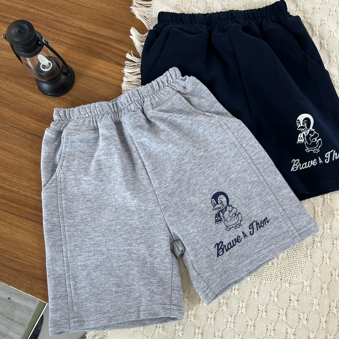 【企鹅夏季小毛圈短裤】夏季外穿宽松韩版洋气潮流纯色运动男童短裤