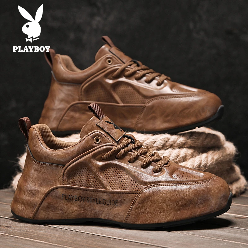PLAYBOY/花花公子男鞋2025新款复古低帮工装马丁靴男运动休闲鞋