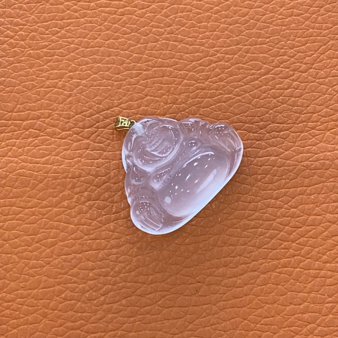 石英质玉吊坠(不含链)18K金镶嵌