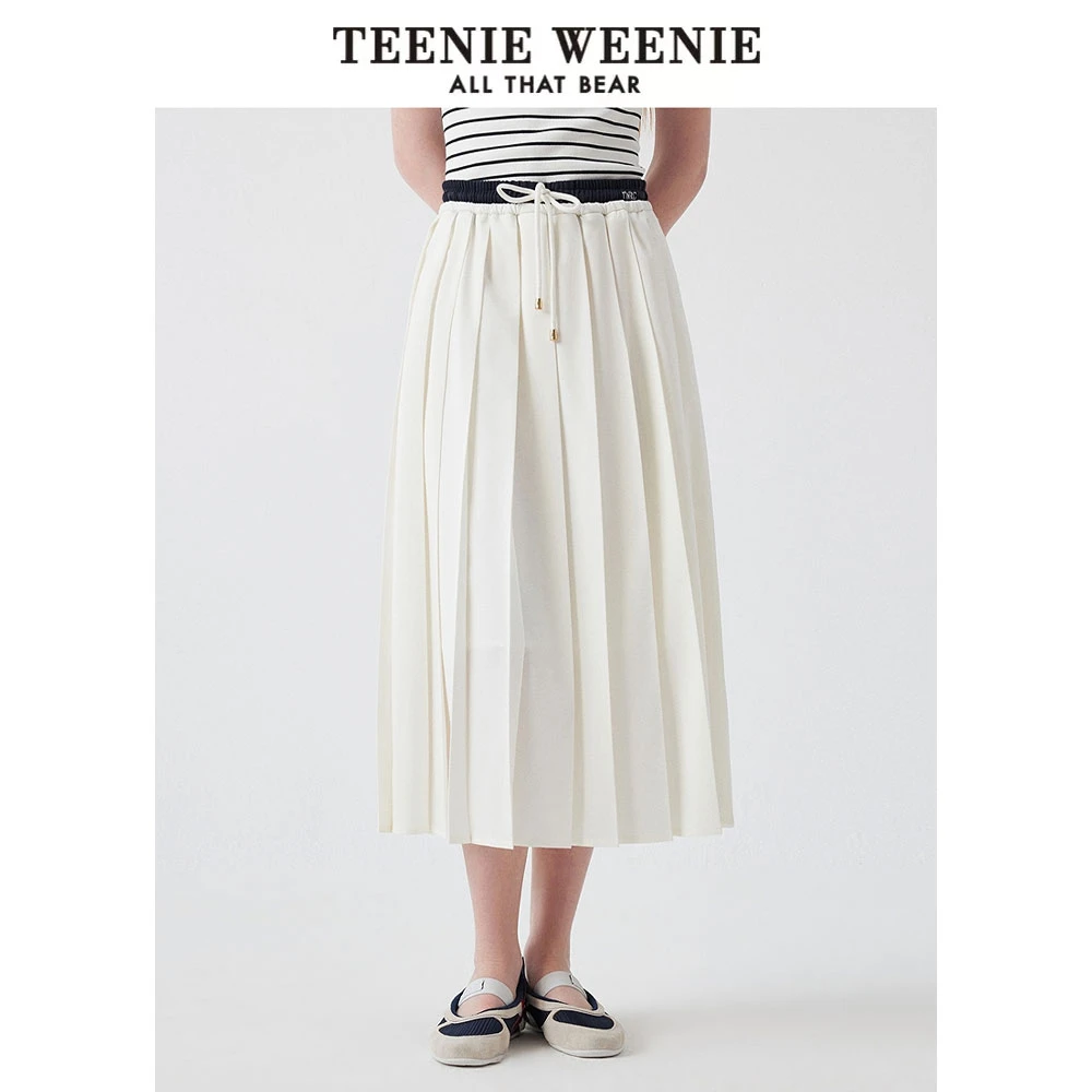 *TeenieWeenie小熊25夏季新款时尚气质风琴褶大摆裙子TTWH252402W