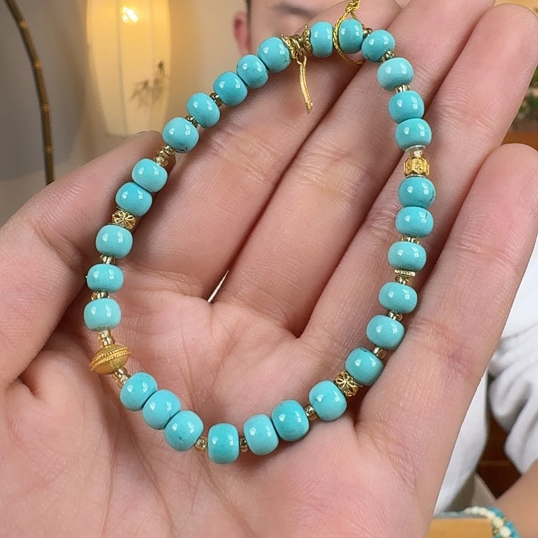 绿松石18K金镶嵌挂件