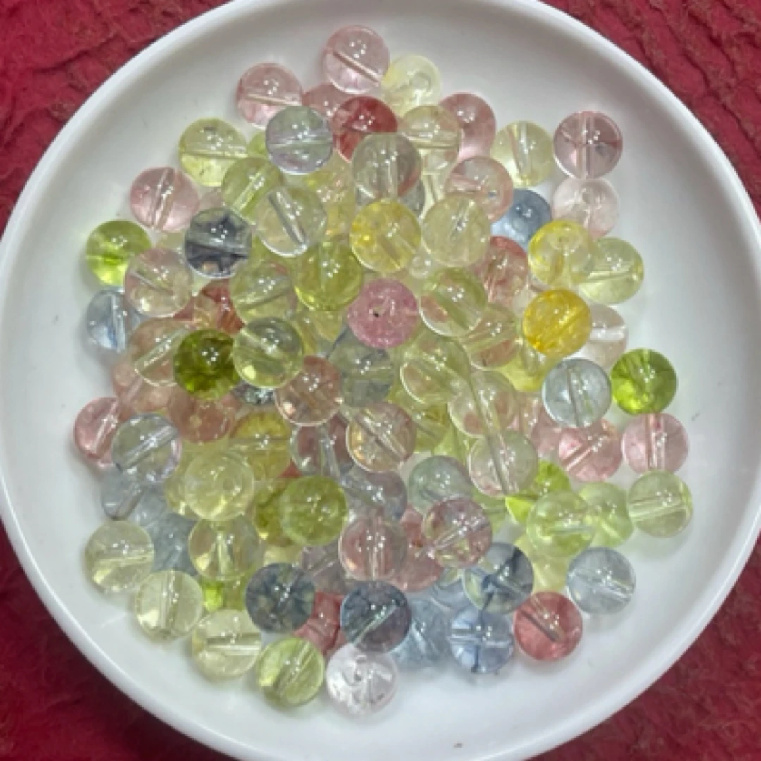 天然水晶散珠 七彩幽灵水晶Y2255  8mm  30颗 （赠弹力绳）