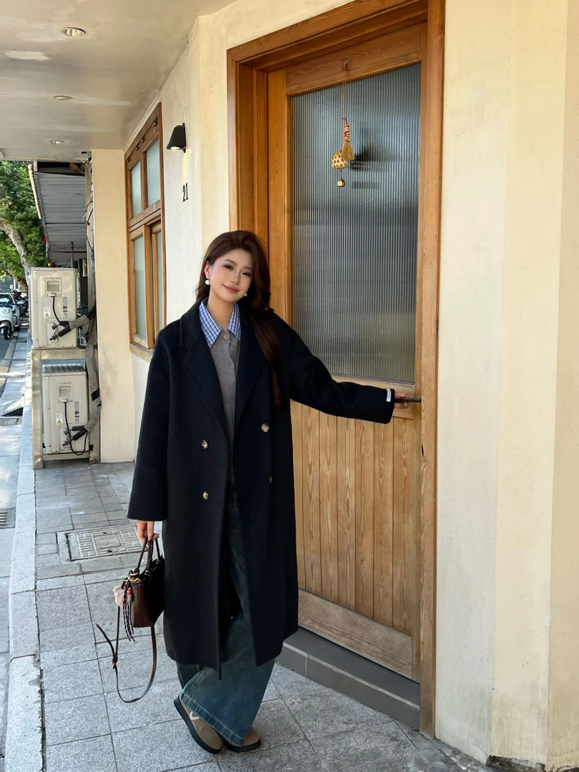 2025双面羊毛大衣经典款西装领大衣长款气质显瘦高级感韩版外套