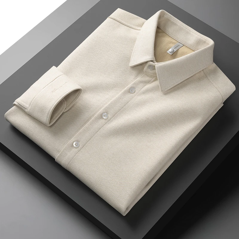 EOENKKY高端秋冬保暖加厚磨毛修身男士免烫抗皱商务休闲时尚衬衫