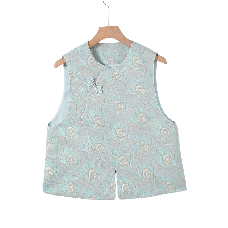 【冬雪】新中式桑蚕丝中国风立领日常女士复古无袖马甲YZGPF25108