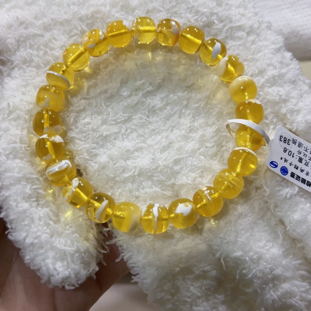 蜜蜡手链未镶嵌【****里9m金漆透 透透透