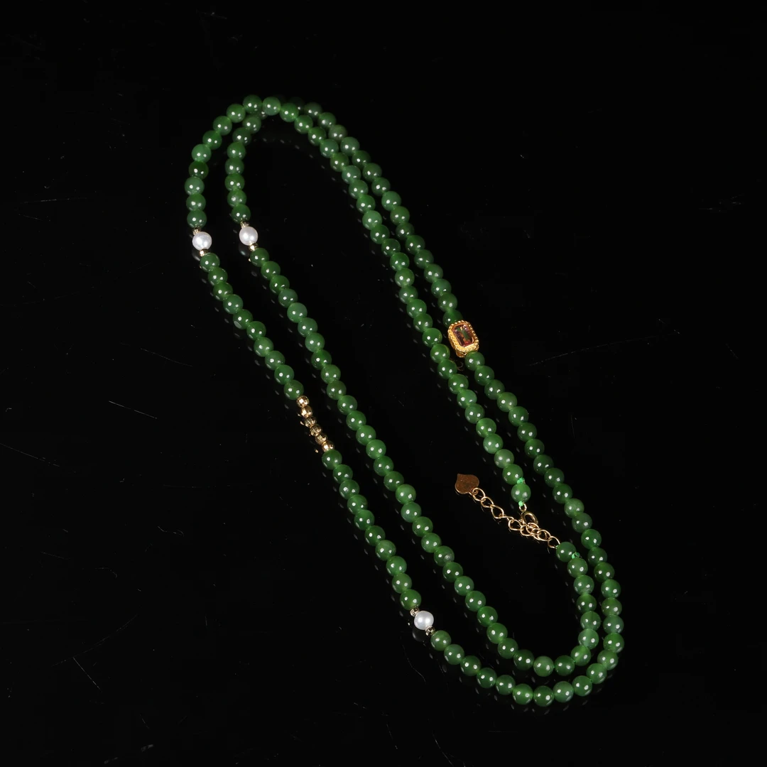 【汪氏珠宝】和田玉俄碧冰底项链 L 5838-F010