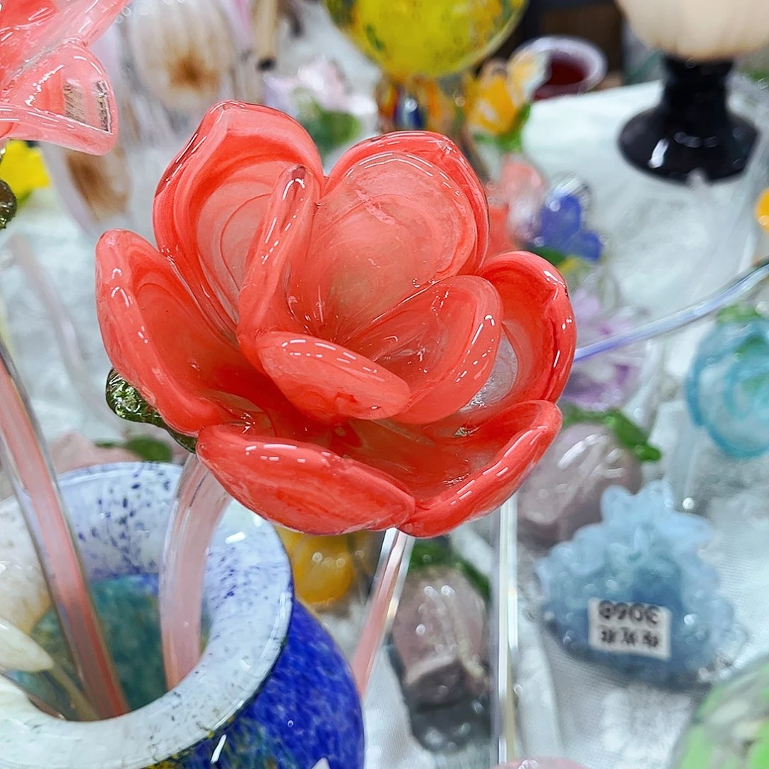 海***宝红荷花特 家悦琉工艺品飘枝