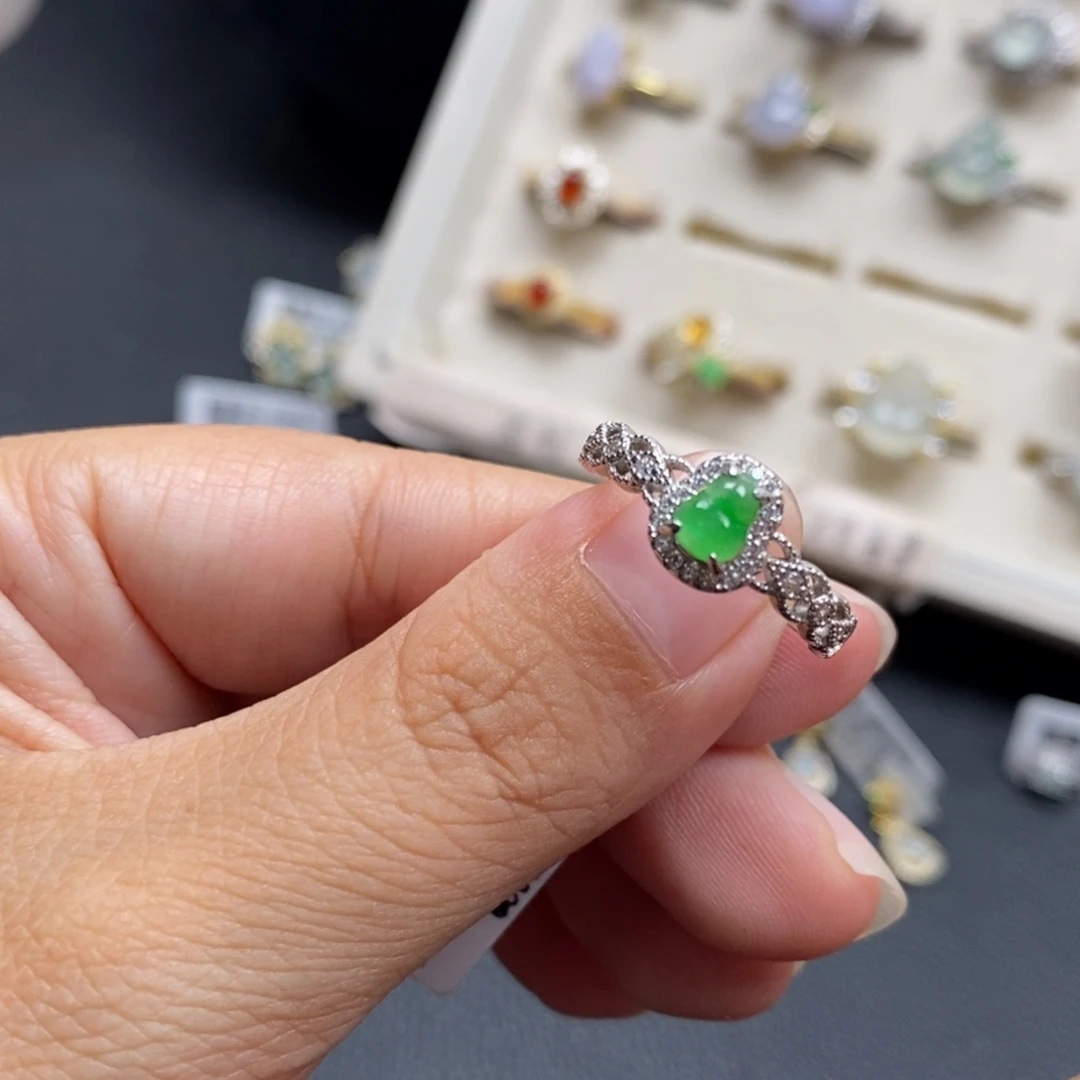 翡翠银S925镶嵌戒指